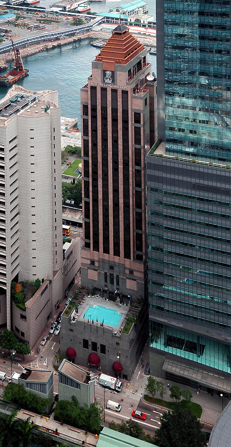 The Ritz Carlton Photo 121 481 278 Stock Image SKYDB   The Ritz Carlton Hong Kong Nestled Beside Aig Tower From The Bank Of China Observation Deck 