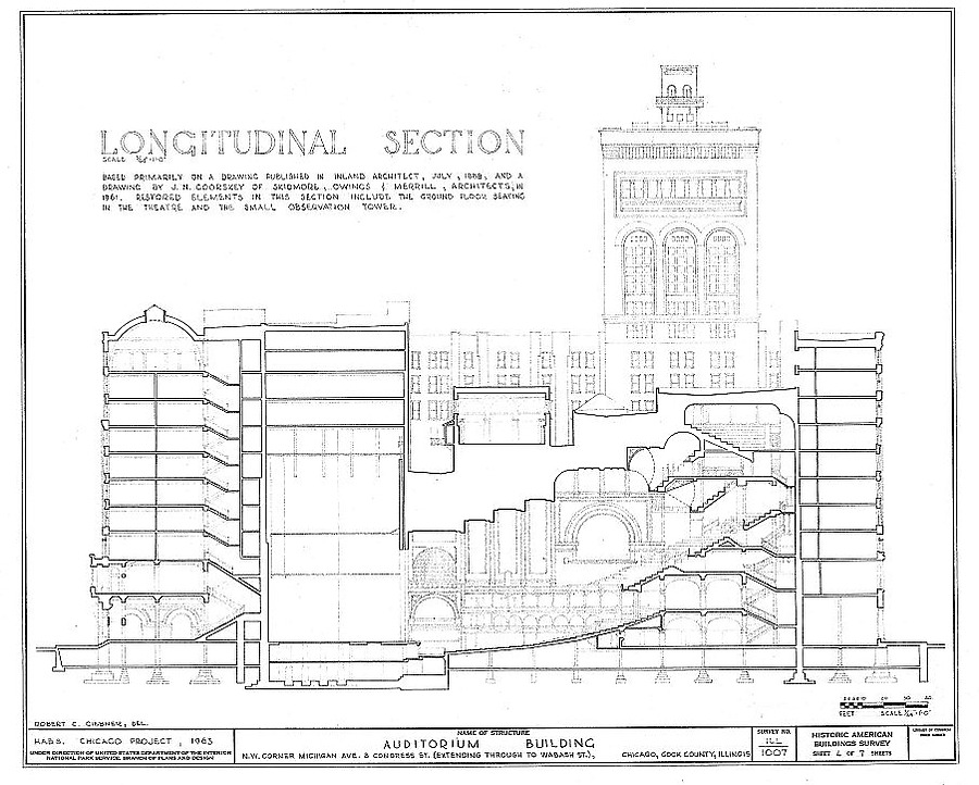 Auditorium Building by Library of Congress, Prints and Photographs Division, HABS