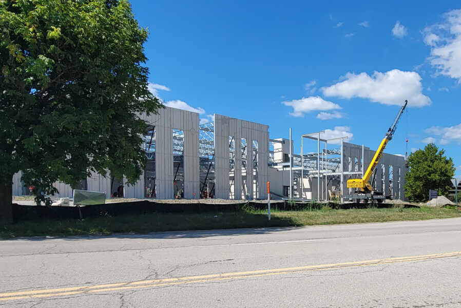 From the east during construction