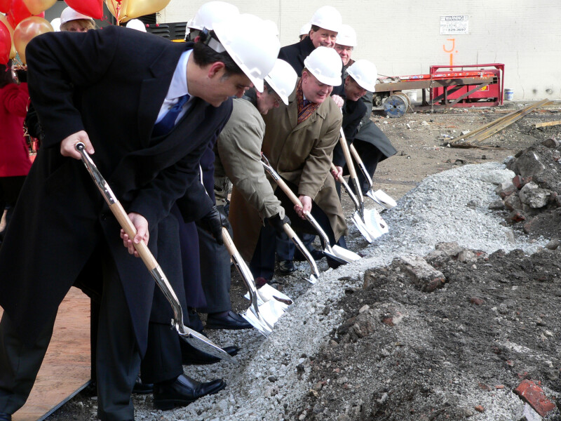 City, Shangri-La and Teng officials including architect Thomas Hoepf(on the left), at the cerimonial groundbreaking for Waterview Tower