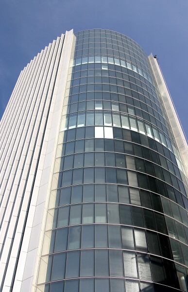 Looking up the southeast corner
