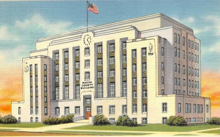 Macon County Building by Curteich-Color