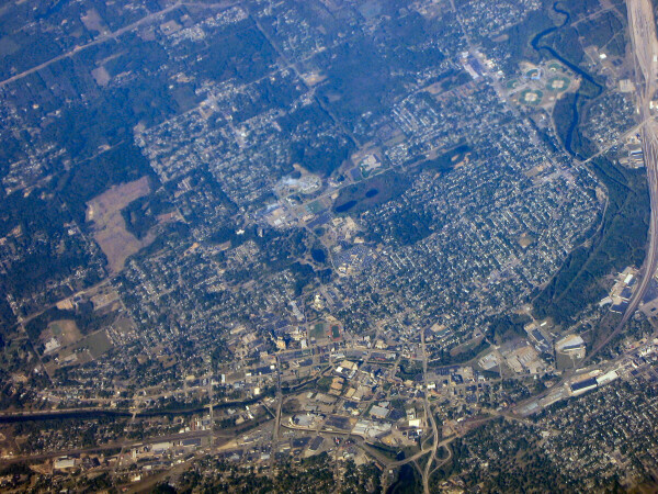 Aerial view from the southwest