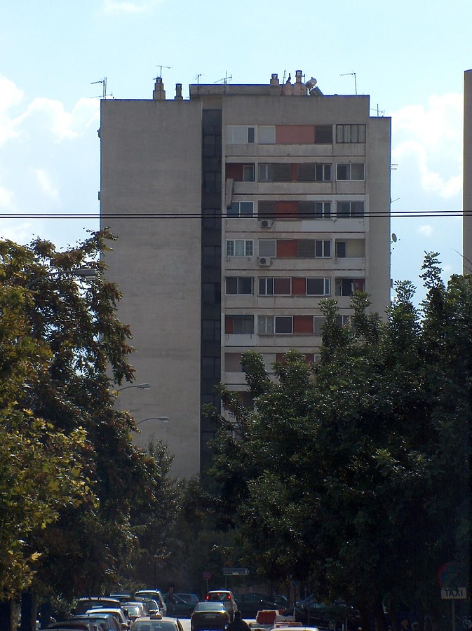 Tower in Neos Kosmos Housing Complex by Gregory Maloukos