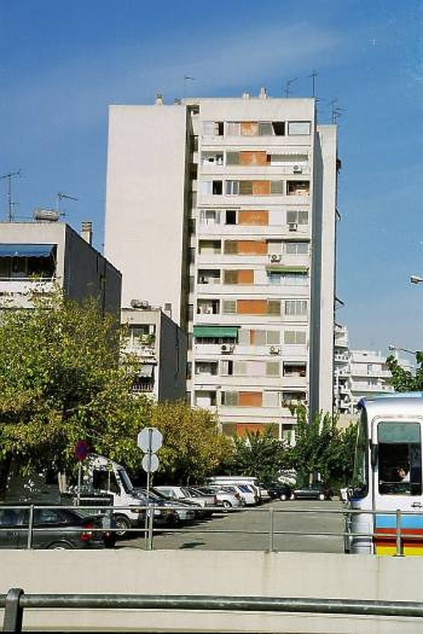 Tower in Neos Kosmos Housing Complex by Gregory Maloukos