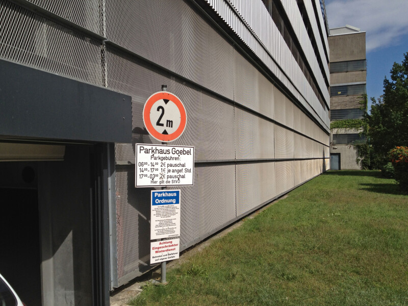 Maximum height for vehicles to enter the car park is 2 meters