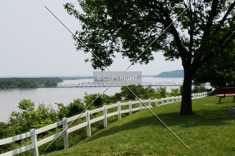 Distant view from the north during the 2019 flood; June 1, 2019