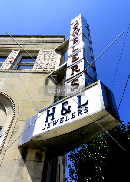Jewelers signage in the southeast corner