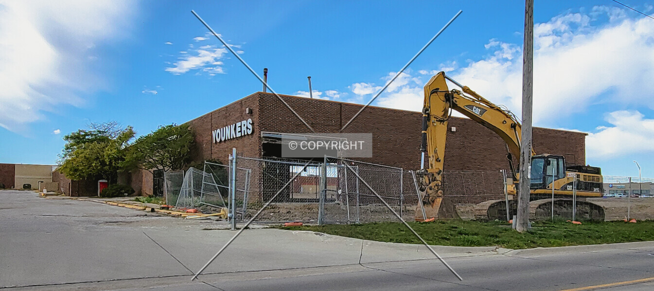 From the southeast during demolition; September 26. 2021