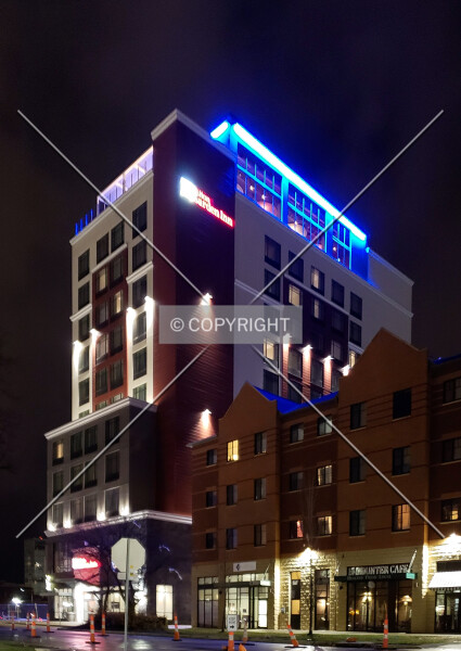 Southwest view at night; April 18, 2018