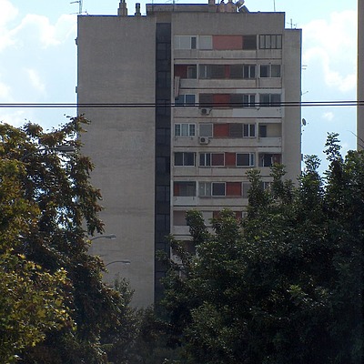 Tower in Neos Kosmos Housing Complex by Gregory Maloukos