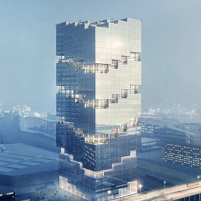 Hochhaus an der Warschauer Straße by Bjarke Ingels Group